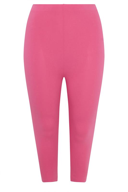 YOURS Plus Size Pink Elasticated Waist Cropped Leggings | Yours Clothing 6
