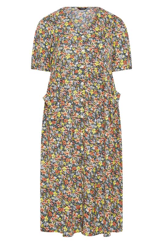 LIMITED COLLECTION Curve Yellow Floral Drop Pocket Smock Dress 6