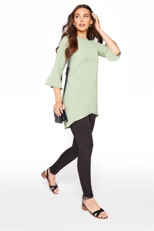 LTS Tall Sage Green Flute Sleeve Tunic Top 2