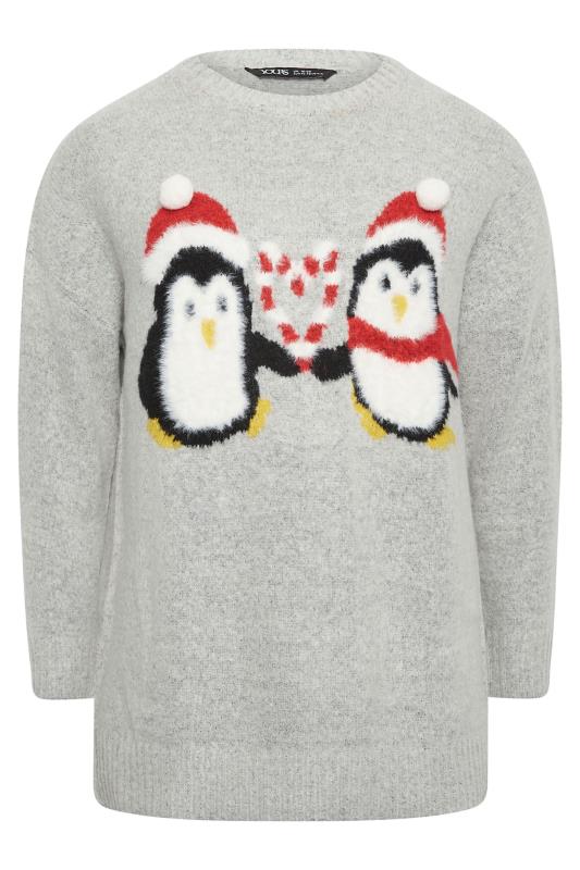 YOURS Plus Size Grey Penguin Christmas Jumper | Yours Clothing 5