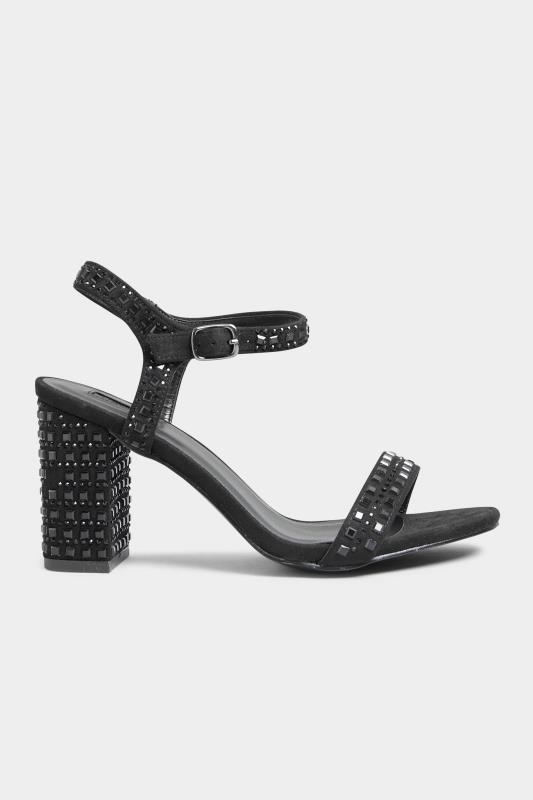 LIMITED COLLECTION Black Diamante Strappy Heels In Extra Wide Fit 4