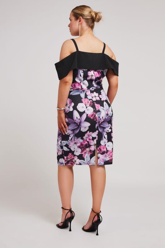 YOURS LONDON Plus Size Pink Floral Print Bardot Shift Dress | Yours Clothing 4