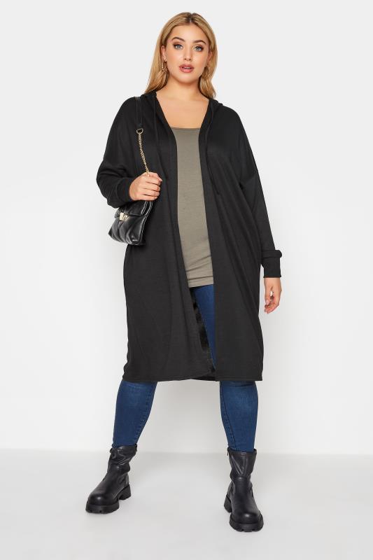 Plus Size Black Hooded Knitted Cardigan | Yours Clothing 2