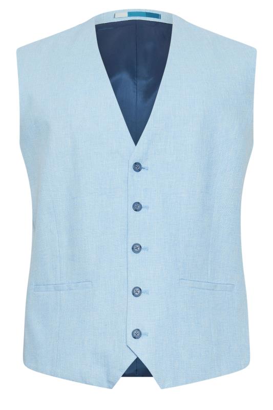 BadRhino Big & Tall Light Blue Linen Suit Waistcoat | BadRhino 5