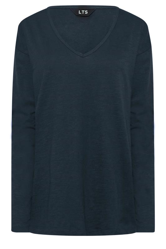 LTS Tall Blue V-Neck Long Sleeve Cotton T-Shirt | Long Tall Sally 5