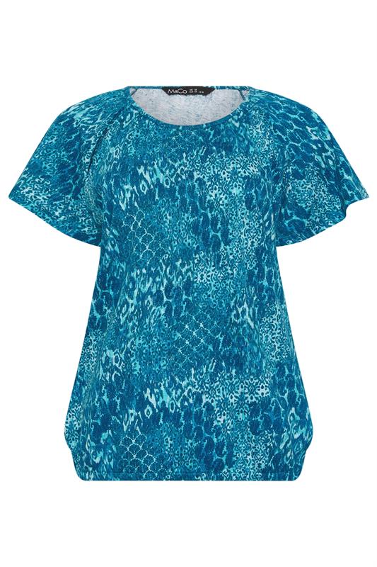 M&Co Blue Mixed Patchwork Print Cotton Scoop Neck Top | M&Co 5