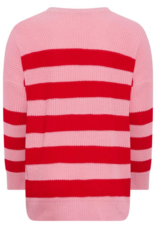 YOURS Plus Size Pink Stripe Jumper | Yours Clothing 7