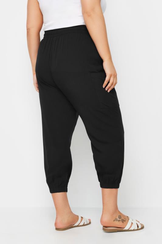 YOURS Plus Size Black Button Front Cropped Trousers | Yours Clothing 3