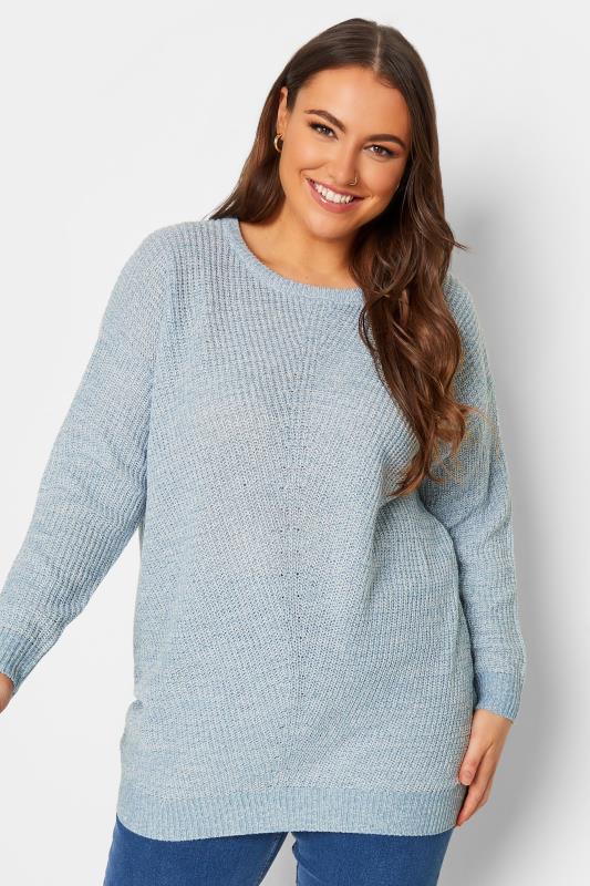 Curve Plus Size Womens Light Pink Long Sleeve Knitted Jumper | Yours Clothing 1