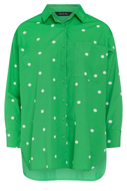 LIMITED COLLECTION Plus Size Green Embroidered Daisy Shirt | Yours Clothing 5