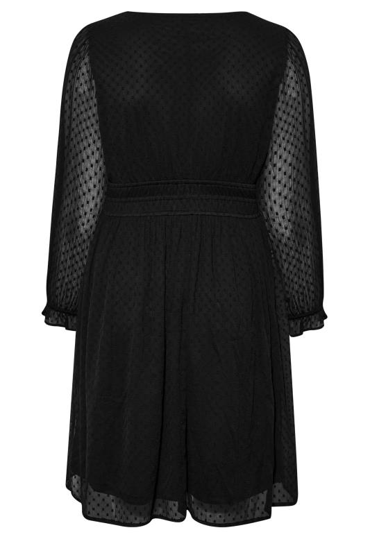 YOURS LONDON Plus Size Black Dobby Ruffle Shoulder Dress | Yours Clothing 7