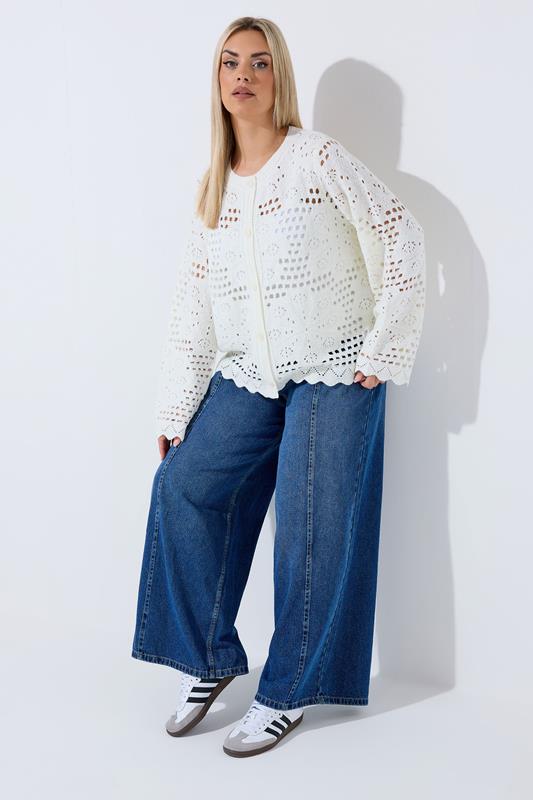 LIMITED COLLECTION Plus Size Ivory White Floral Crochet Cardigan | Yours Clothing 1