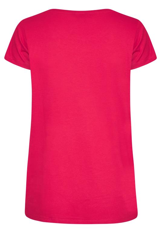 Plus Size Hot Pink Short Sleeve Basic T-Shirt | Yours Clothing  6