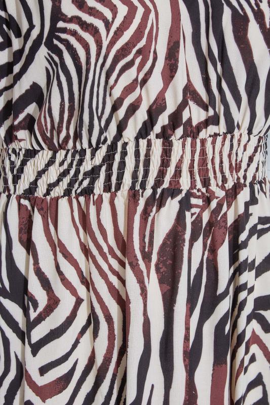 YOURS LONDON Curve Beige Brown Zebra Print Shirred Waist Dress 5