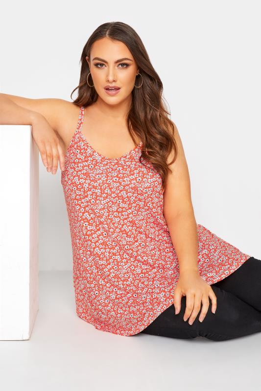 Orange Daisy Print Swing Cami Top | Yours Clothing 4