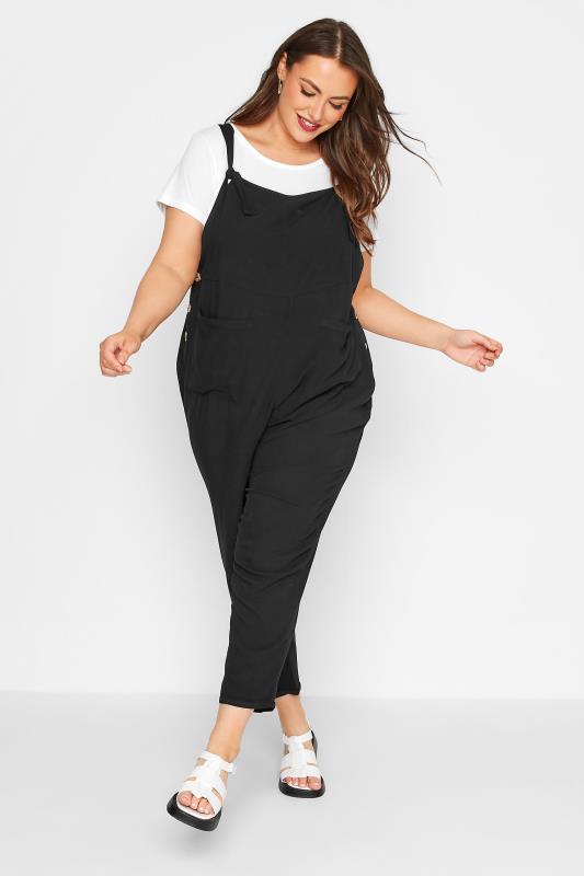LIMITED COLLECTION Curve Black Pocket Dungarees 1