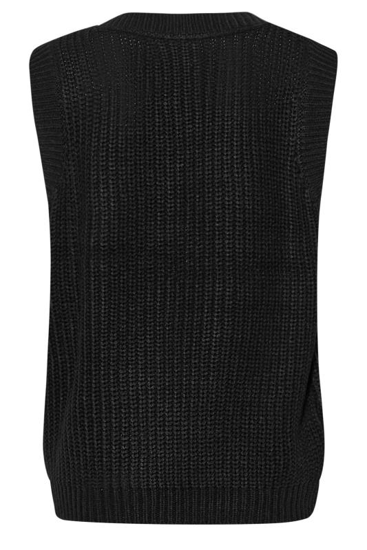 Petite Black Chunky V-Neck Knitted Vest Top | PixieGirl 7