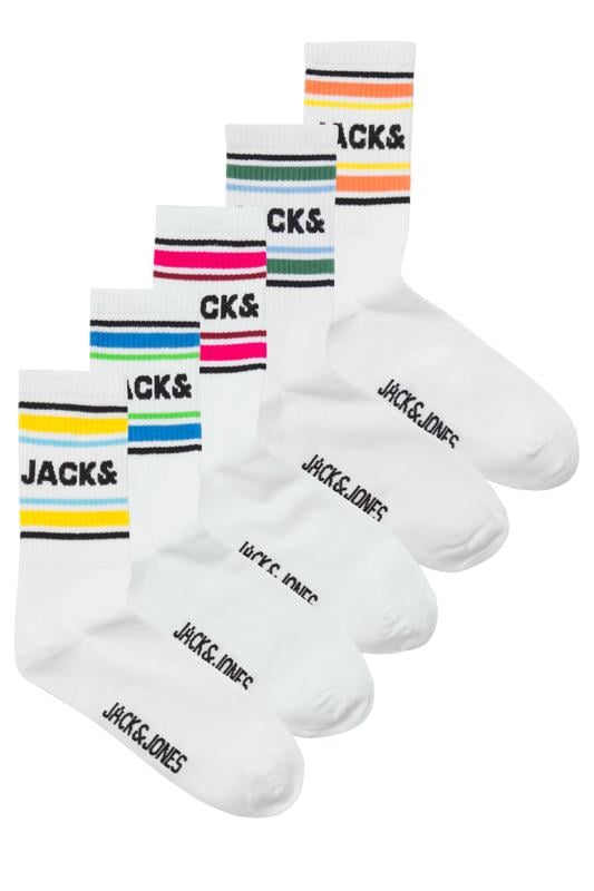 JACK & JONES Big & Tall 5 PACK White Stripe Tennis Socks 3