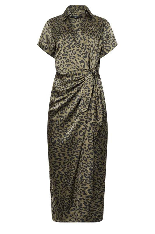 STAR Khaki Green Leopard Satin Maxi Dress | StarByJM 5