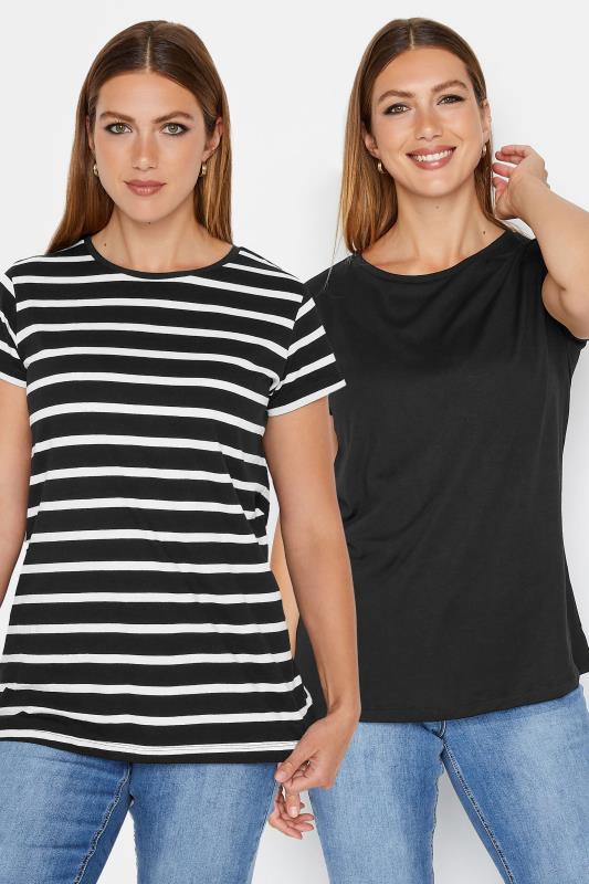 LTS Tall 2 PACK Black Stripe Basic T-Shirts | Long Tall Sally  1