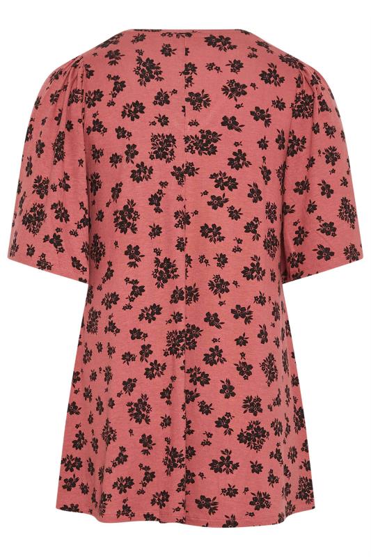 YOURS Plus Size Pink Floral Print Swing Top | Yours Clothing 7