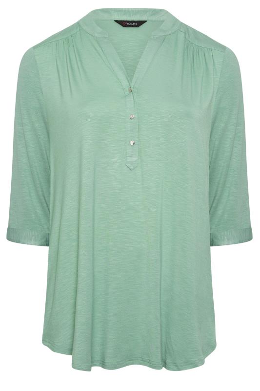 YOURS Plus Size Green Half Placket Blouse | Yours Clothing  6