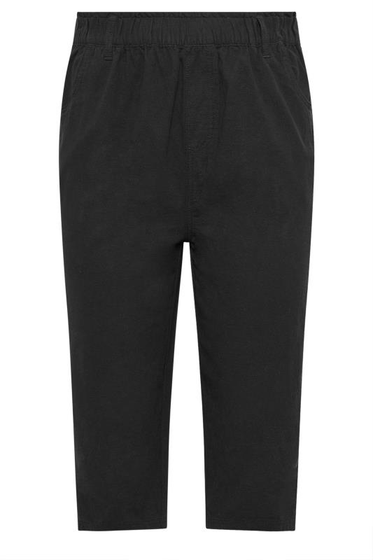 YOURS Plus Size Black Elasticated Cool Cotton Cropped Trousers | Yours Clothing 5