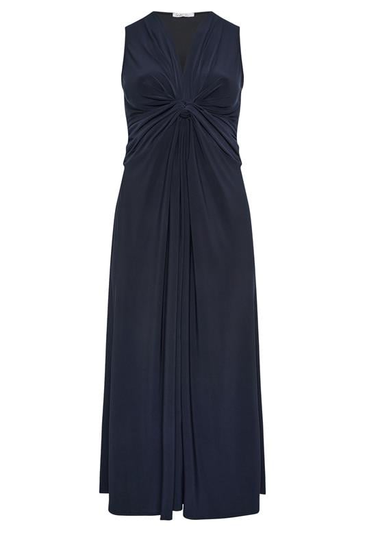 YOURS LONDON Plus Size Navy Blue Knot Detail Dress | Yours Clothing 5