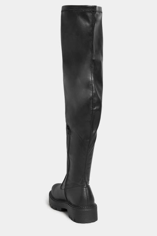 LIMITED COLLECTION Black Over The Knee Chunky Boots In Extra Wide EEE Fit 4