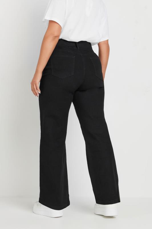 YOURS Plus Size Black Wide Leg Jeggings | Yours Clothing  5