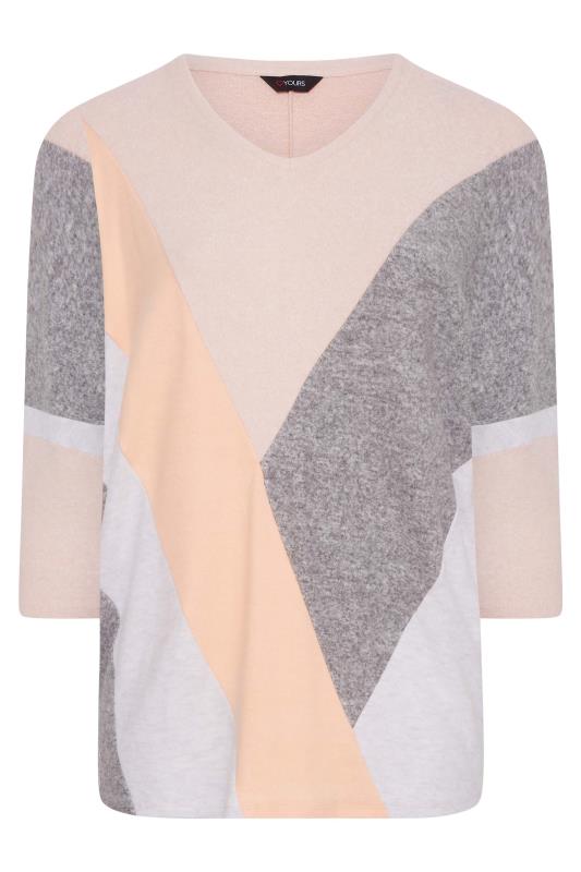 Plus Size Grey & Pink Colour Block Soft Touch Sweatshirt | Yours Clothing 6