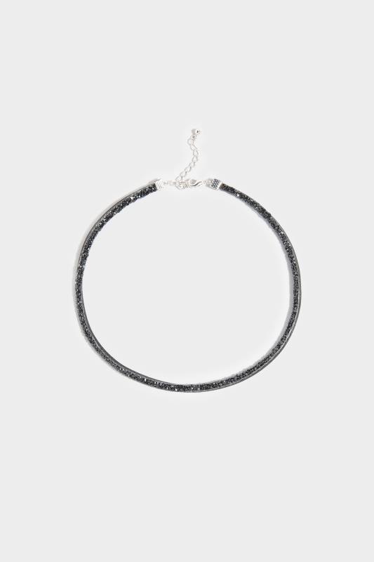 Black Glitter Gem Choker Necklace | Yours Clothing 2