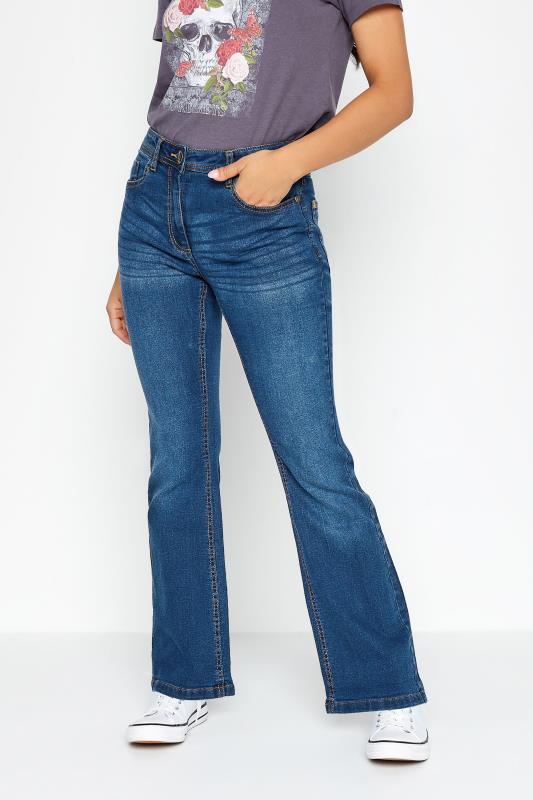 Petite Mid Blue ISLA Bootcut Jeans | PixieGirl 1