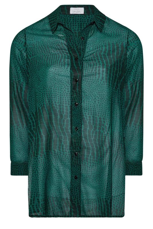 Curve Green Snake Print Shirt | Yours Clothing 6