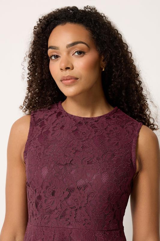 M&Co Burgundy Red Lace Skater Dress | M&Co 4
