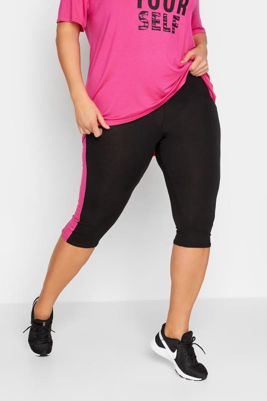  YOURS ACTIVE Curve Black Side Stripe Cropped Leggings