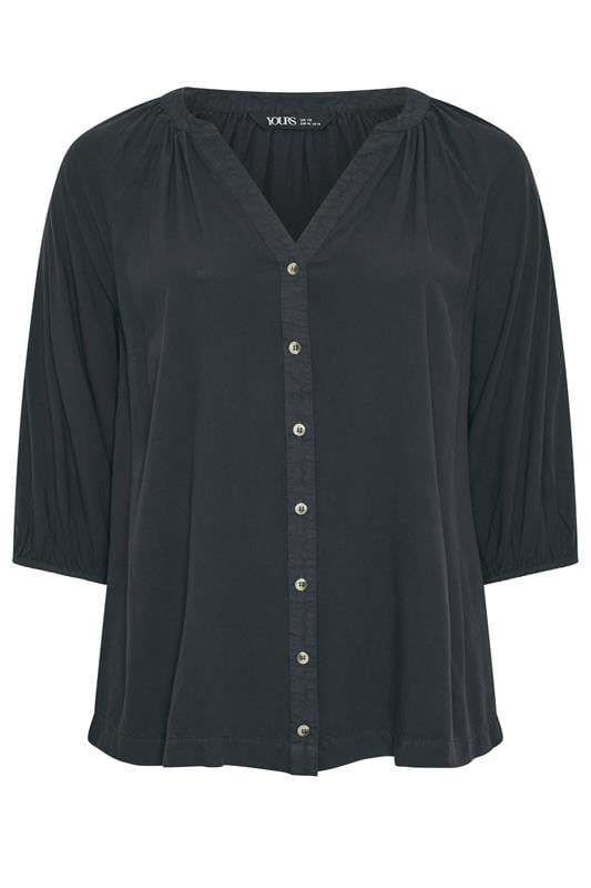 YOURS Plus Size Black Chambray Blouse | Yours Clothing 5