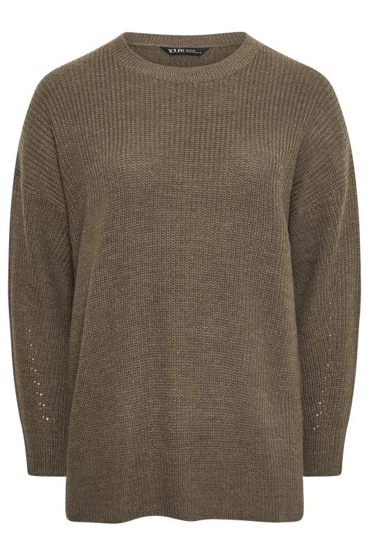 YOURS Plus Size Brown Ribbed Knit Jumper | Yours Clothing 6