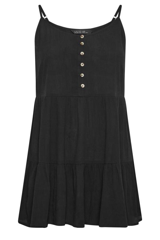 LIMITED COLLECTION Plus Size Black Crinkle Tiered Swing Vest Top | Yours Clothing 7