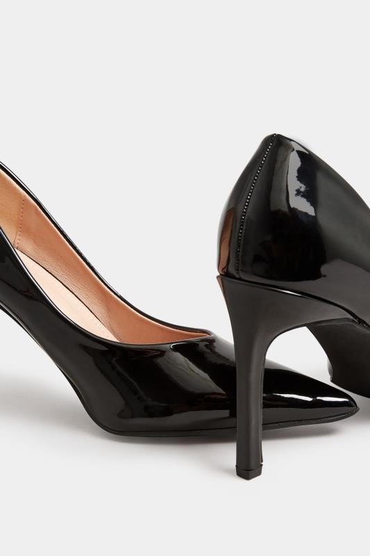 PixieGirl Black Patent Pointed Court Shoes In Standard Fit | PixieGirl 5