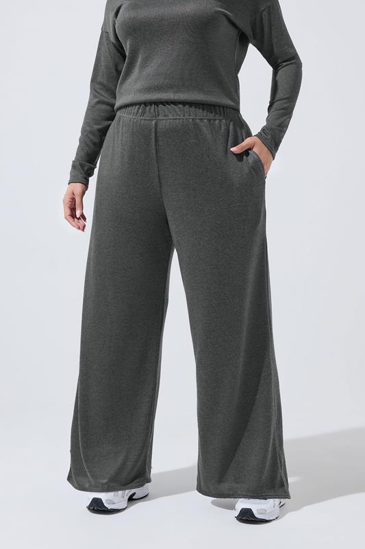 LIMITED COLLECTION Plus Size Charcoal Grey Wide Leg Trousers | Yours Clothing 1