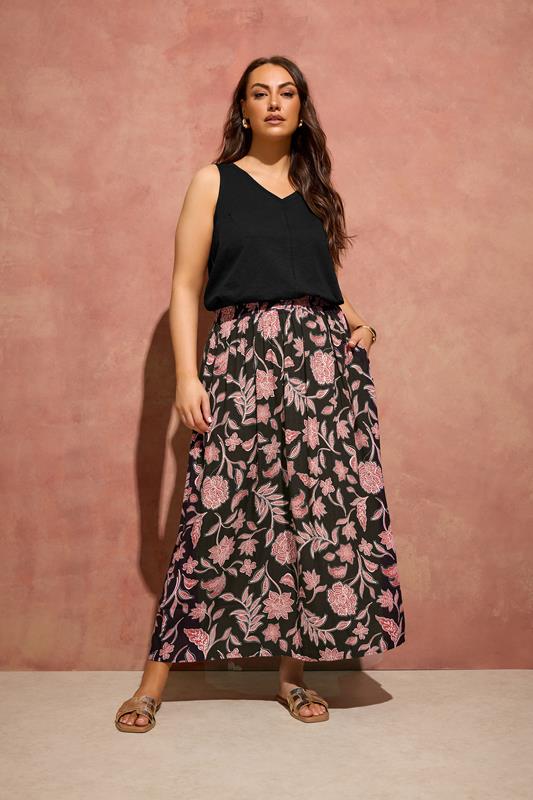 EVANS Curve Rust Orange Print A Line Midi Skirt