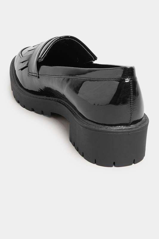 Black Patent Chunky Sole Loafers In Standard D Fit | PixieGirl 4