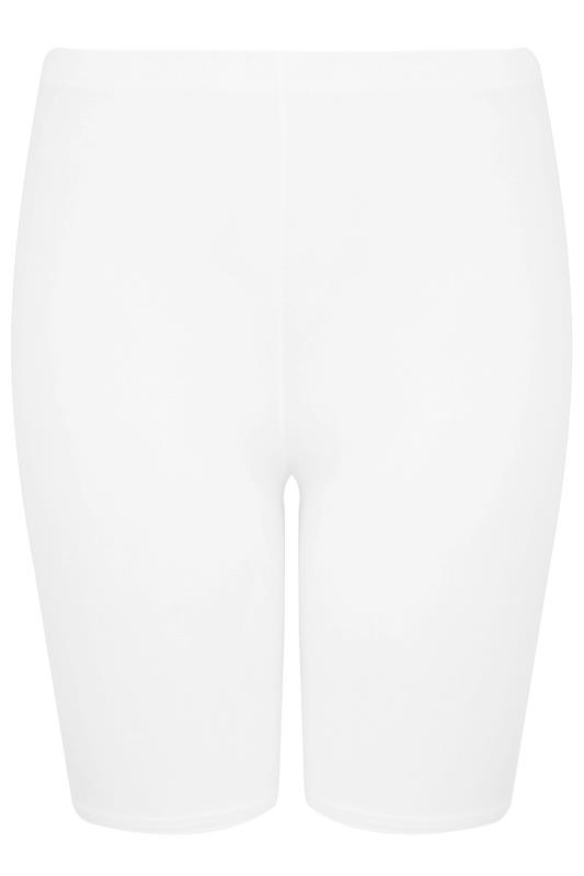 Plus Size YOURS FOR GOOD White Essential Cotton Stretch Cycling Shorts | Yours Clothing 4