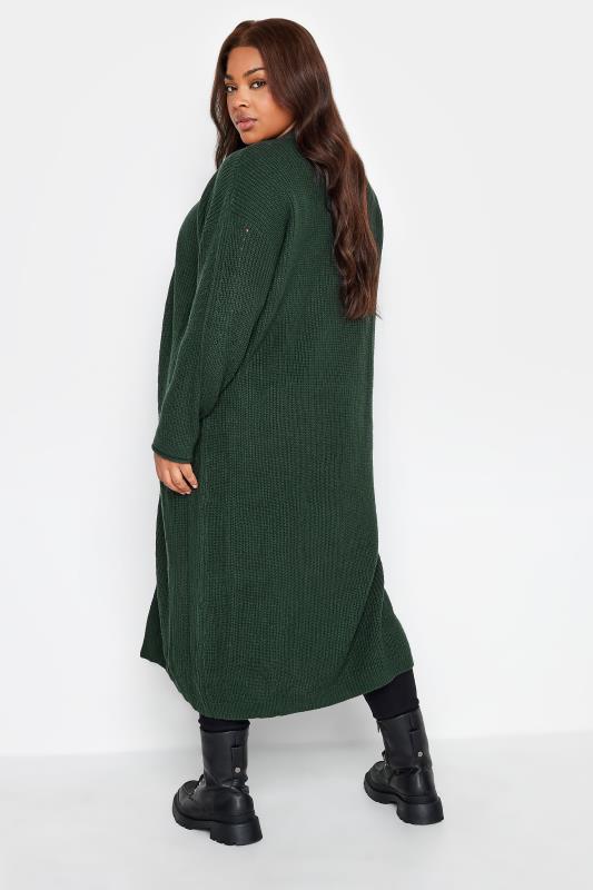 YOURS Plus Size Forest Green Longline Cardigan | Yours Clothing 3
