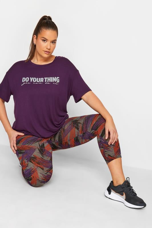 YOURS Plus Size ACTIVE Purple 'Do Your Thing' Slogan Top | Yours Clothing 3