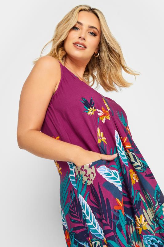 YOURS Plus Size Plum Purple Floral Print Pocket Dress | Yours Clothing 4