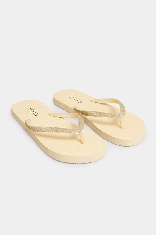 Gold Toe Thong Flip Flops In Extra Wide EEE Fit | Yours Clothing 2