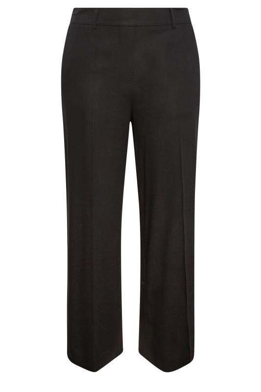 YOURS Plus Size Black Linen Blend Wide Leg Trousers | Yours Clothing  4