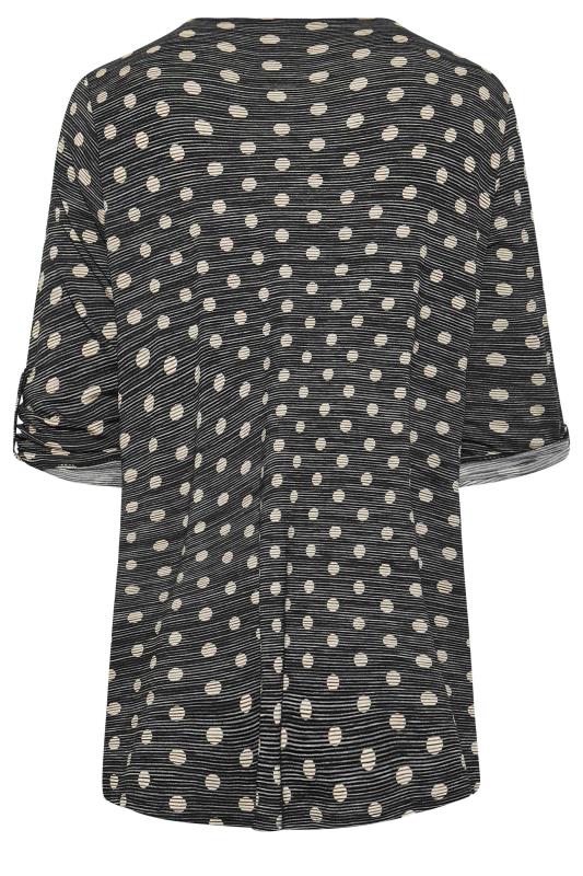Plus Size Black Spot Print Roll Sleeve Cardigan | Yours Clothing 7